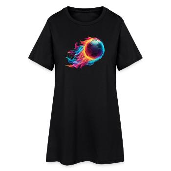 Feuriger Fußball - Soccer Ball Fire - Frauen T-Shirt-Kleid - Schwarz - Vorne