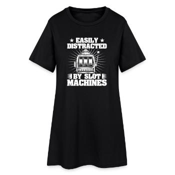 Casino Gambler Easily Distracted By Gambling - Frauen T-Shirt-Kleid - Schwarz - Vorne