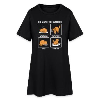 Funny Cat The Way of the Warrior Samurai Orange - Women’s T-Shirt Dress - black - Front