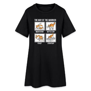 Funny Cat The Way of the Warrior Samurai Orange - Women’s T-Shirt Dress - black - Front