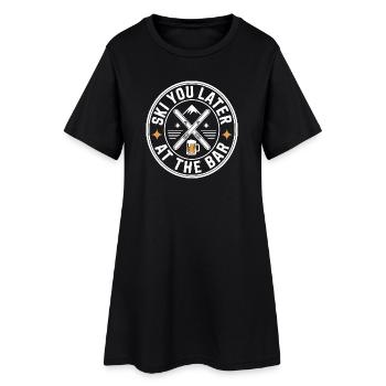 Skier plus tard au bar après ski bar - Robe T-shirt Femme - noir - Devant