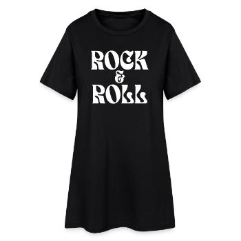 Rock & Roll Retro-Typografie - Frauen T-Shirt-Kleid - Schwarz - Vorne