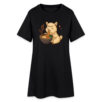 Alpaga aux nouilles, ramen, kawaii alpaga - Robe T-shirt Femme - noir - Devant