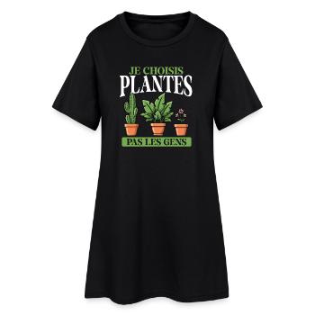 Je Choisis Plantes Pas Humains Lustiger - Robe T-shirt Femme - noir - Devant