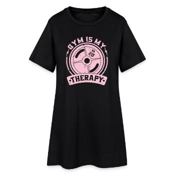 Gym is my therapy weight plate - Women’s T-Shirt Dress - black - Front
