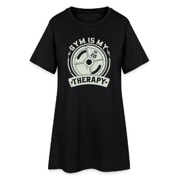 Fitnessstudio ist meine Therapie - Frauen T-Shirt-Kleid - Schwarz - Vorne