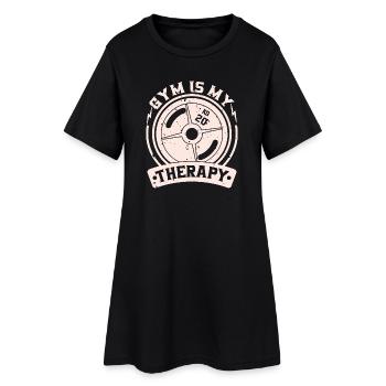 La salle de sport est ma thérapie – la plaque de poids - Robe T-shirt Femme - noir - Devant