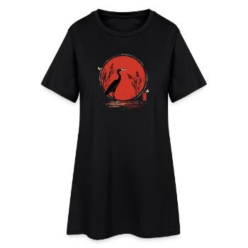 Ukiyoe de la Grue Rouge - Robe T-shirt Femme - noir - Devant