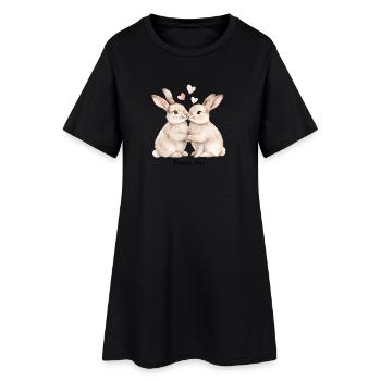Amour éternel – Adorables lapins pour la Saint-Valentin - Robe T-shirt Femme - noir - Devant