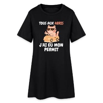 In allen Katzenheimen habe ich meinen Führerschein gemacht - Frauen T-Shirt-Kleid - Schwarz - Vorne