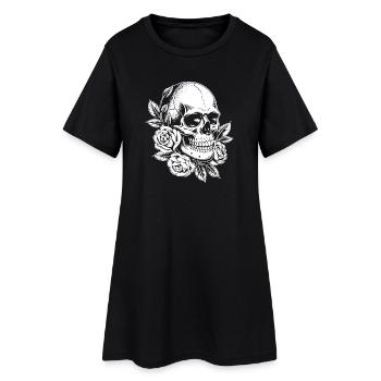 Crânes et roses - Robe T-shirt Femme - noir - Devant