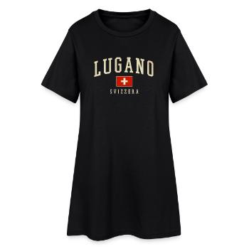 Lugano Schweiz Vintage Emblem - Frauen T-Shirt-Kleid - Schwarz - Vorne