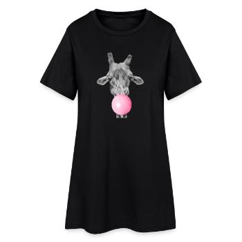 Chewing-gum girafe - Animal drôle moderne - Robe T-shirt Femme - noir - Devant
