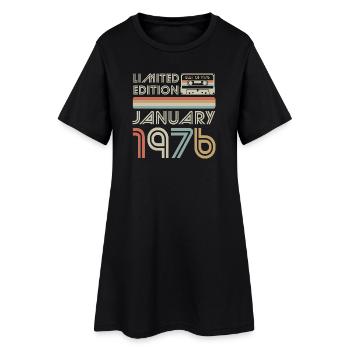 Legendary since January 1976, Retro, Geburtstag - Frauen T-Shirt-Kleid - Schwarz - Vorne