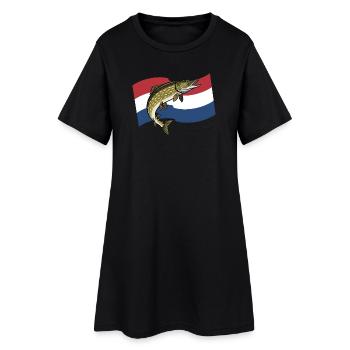 Pêche au brochet Pays-Bas - Robe T-shirt Femme - noir - Devant