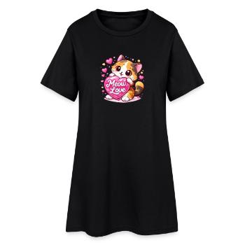 Chat Kawaii mignon avec cœur – cadeau mignon - Robe T-shirt Femme - noir - Devant