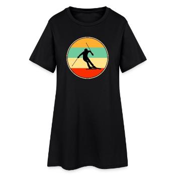 Silhouette rétro de skieur Art vintage de sports d’hiver - Robe T-shirt Femme - noir - Devant
