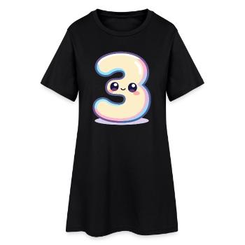 Nummer 3 Kawaii-Pastell - Frauen T-Shirt-Kleid - Schwarz - Vorne