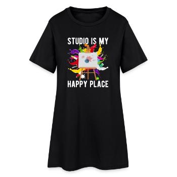 Funny Artist Painter Studio My Happy Place Draw - Frauen T-Shirt-Kleid - Schwarz - Vorne