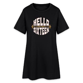 Bonjour Sixteen Vintage Emblem - Robe T-shirt Femme - noir - Devant