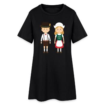 Costume folklorique, couple d’enfants en Lederhosen et Dirndl - Robe T-shirt Femme - noir - Devant