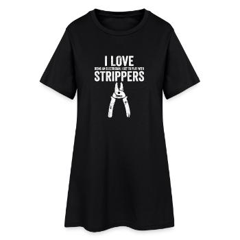 J’adore les Strippers Drôle d’électricien - Robe T-shirt Femme - noir - Devant