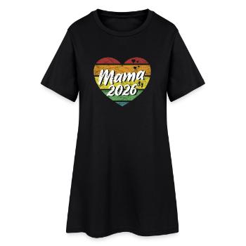 Mama 2026 Mutter 2026 werdende Mama retro vintage - Frauen T-Shirt-Kleid - Schwarz - Vorne
