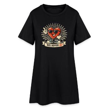 6 7 Sechs Sieben Valentinstag Herz Geschenk Lustig - Frauen T-Shirt-Kleid - Schwarz - Vorne