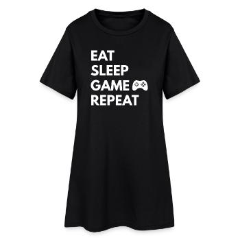 Répéter le jeu Eat Sleep – Devise du jeu - Robe T-shirt Femme - noir - Devant