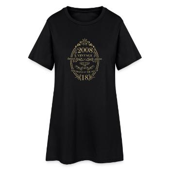 Vintage 2008 18 Birthday Ornaments Royal D - Women’s T-Shirt Dress - black - Front