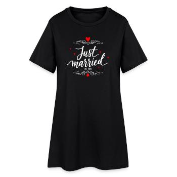 Design de mariage Newly Married - Robe T-shirt Femme - noir - Devant