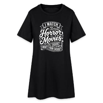 Je regarde des films d’horreur - Robe T-shirt Femme - noir - Devant