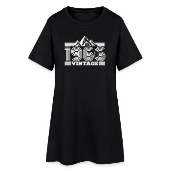 60. Geburtstag Jahrgang 1966 Vintage Berge Wandern - Frauen T-Shirt-Kleid - Schwarz - Vorne
