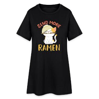 Send More Ramen Cute Kawaii Cat Noodle Art - Frauen T-Shirt-Kleid - Schwarz - Vorne