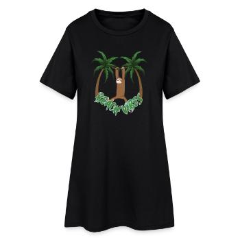 Ambiance de plage Paresseuse - Robe T-shirt Femme - noir - Devant