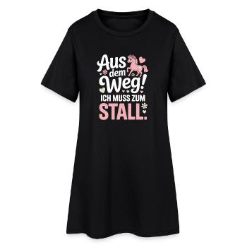 Riding out of the way to the stable horse girl horses - Women’s T-Shirt Dress - black - Front