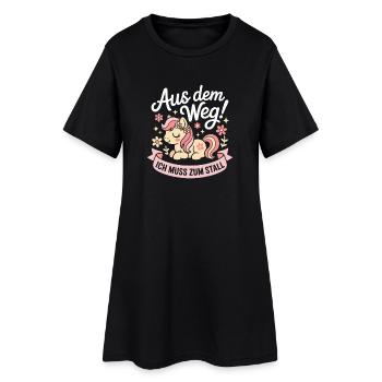 Riding out of the way to the stable horse girl horses - Women’s T-Shirt Dress - black - Front