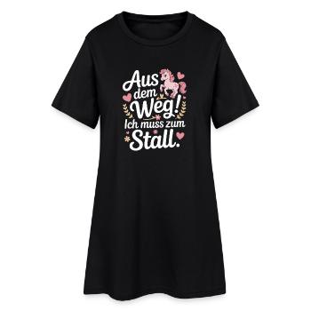 Riding out of the way to the stable horse girl horses - Women’s T-Shirt Dress - black - Front