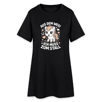 Riding out of the way to the stable horse girl horses - Women’s T-Shirt Dress - black - Front