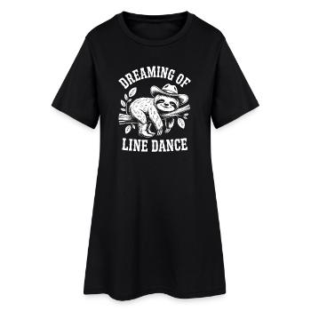 Dreaming sloth doing line dancing - Women’s T-Shirt Dress - black - Front