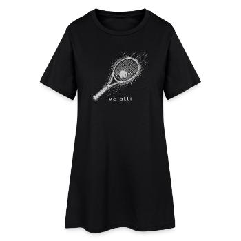 Valatti Tennis Grey: Schlag mit Stil zu! - Frauen T-Shirt-Kleid - Schwarz - Vorne