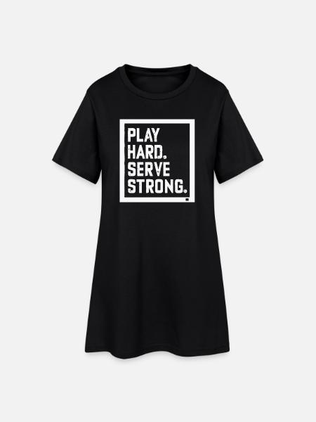 Spiel hart Aufschlag stark - Frauen T-Shirt-Kleid - Schwarz