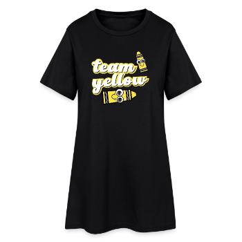 Équipe des crayons jaunes avec visage - Robe T-shirt Femme - noir - Devant