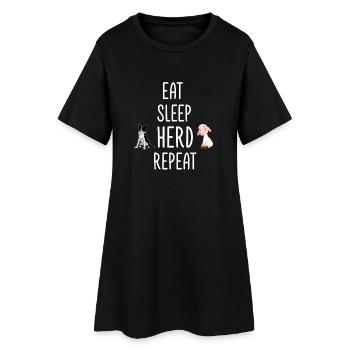 Mange, Dors, Troupeau, Répéte, moutons Border Collie - Robe T-shirt Femme - noir - Devant