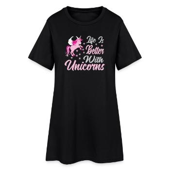 Life is better with unicorns - Women’s T-Shirt Dress - black - Front