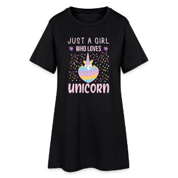 Just a girl who loves unicorn - Women’s T-Shirt Dress - black - Front