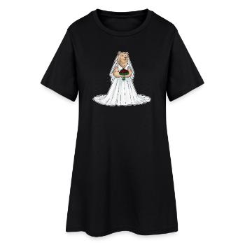 Bear Bridal Roses Wedding - Women’s T-Shirt Dress - black - Front