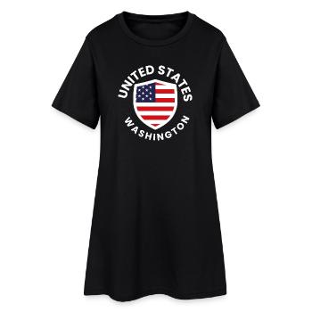 Schildflagge der Vereinigten Staaten: patriotisches Design - Frauen T-Shirt-Kleid - Schwarz - Vorne