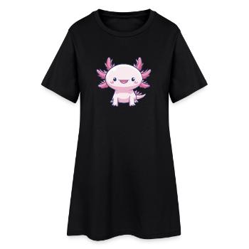 Axolotl kawaii rose – Animal mignon - Robe T-shirt Femme - noir - Devant