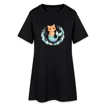 Kawaii Cats Sirène – Style fantastique mignon - Robe T-shirt Femme - noir - Devant